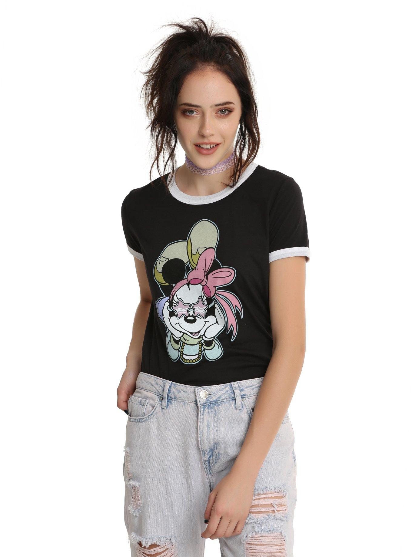 Disney Minnie Mouse Sunglasses Girls Ringer T-Shirt, BLACK, hi-res