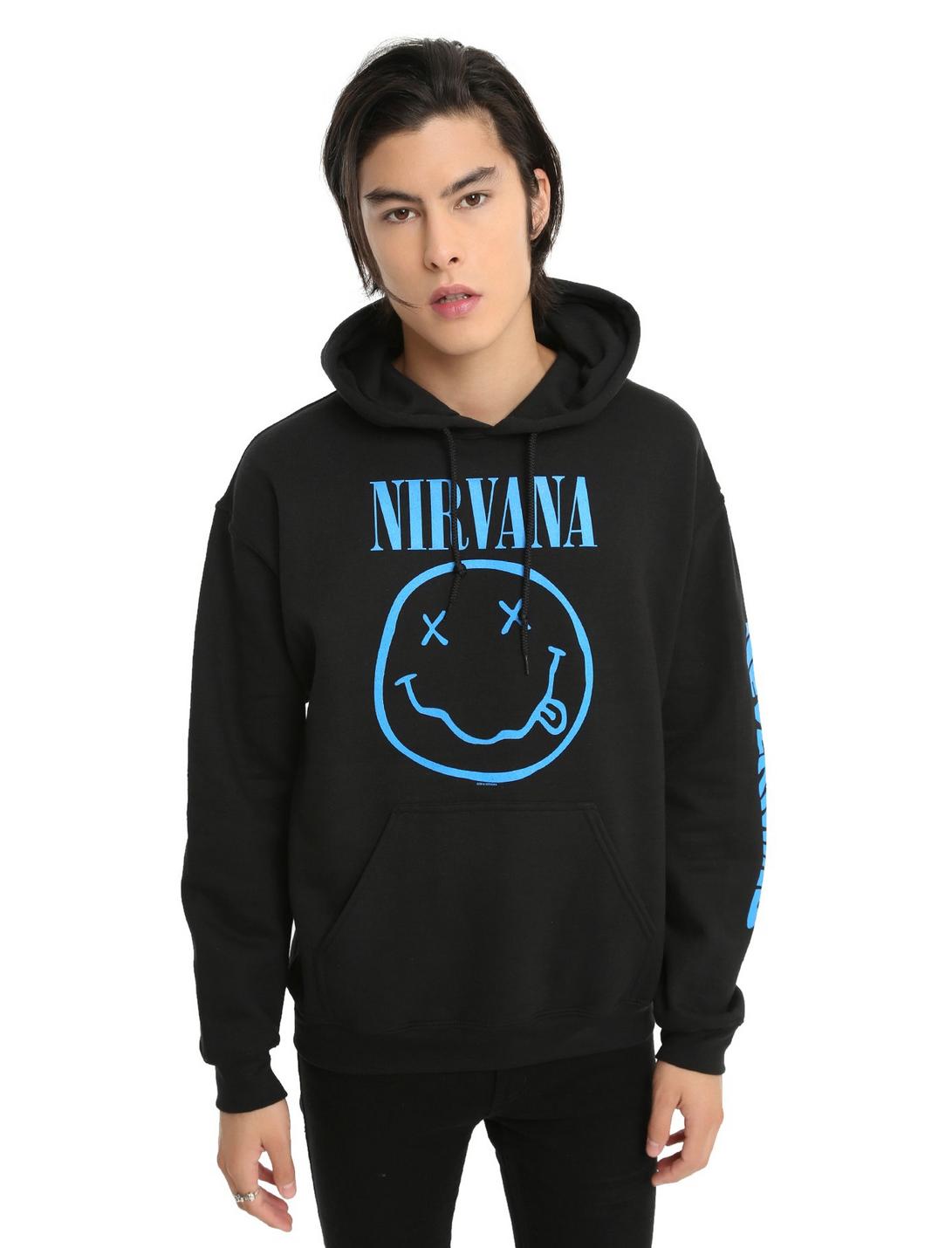 Nirvana Blue Logo Hoodie, BLACK, hi-res