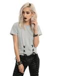 Double Lace-Up Girls Top, BLACK, hi-res