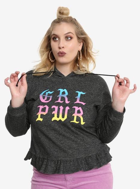 Grl Pwr Girls Crop Hoodie Plus Size Hot Topic