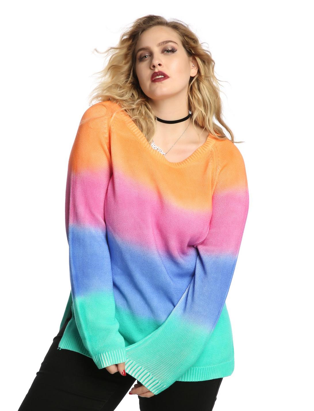 Rainbow Pullover Sweater Plus Size, MULTI, hi-res