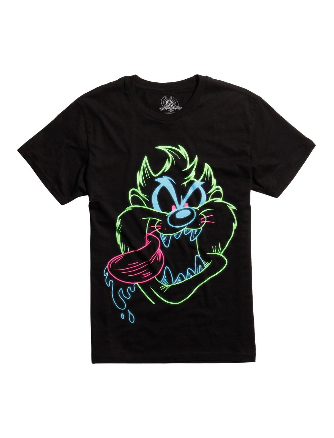 Looney Tunes Taz Neon Line Art T-Shirt, BLACK, hi-res