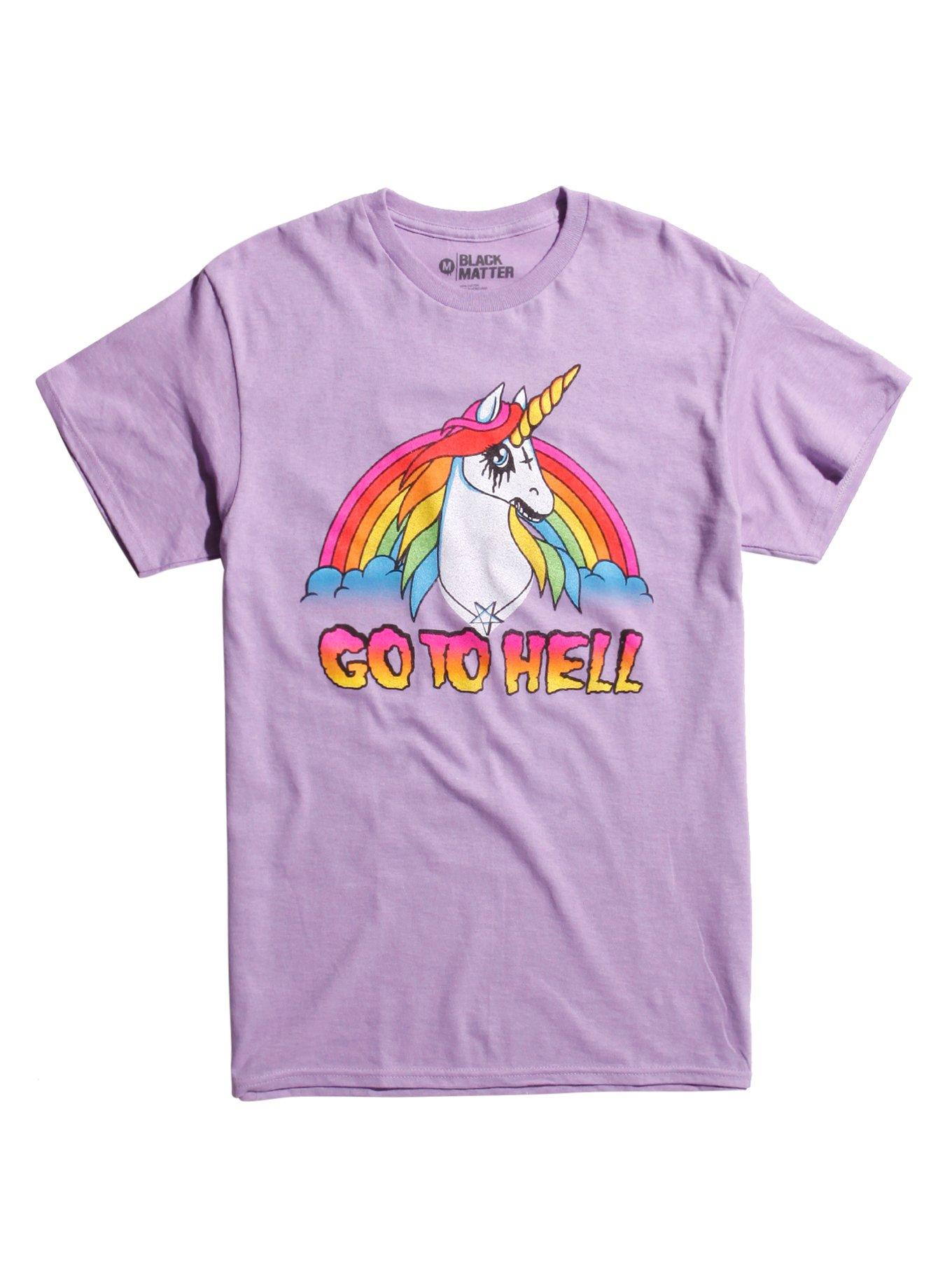 Unicorn Go To Hell T-Shirt, PURPLE, hi-res