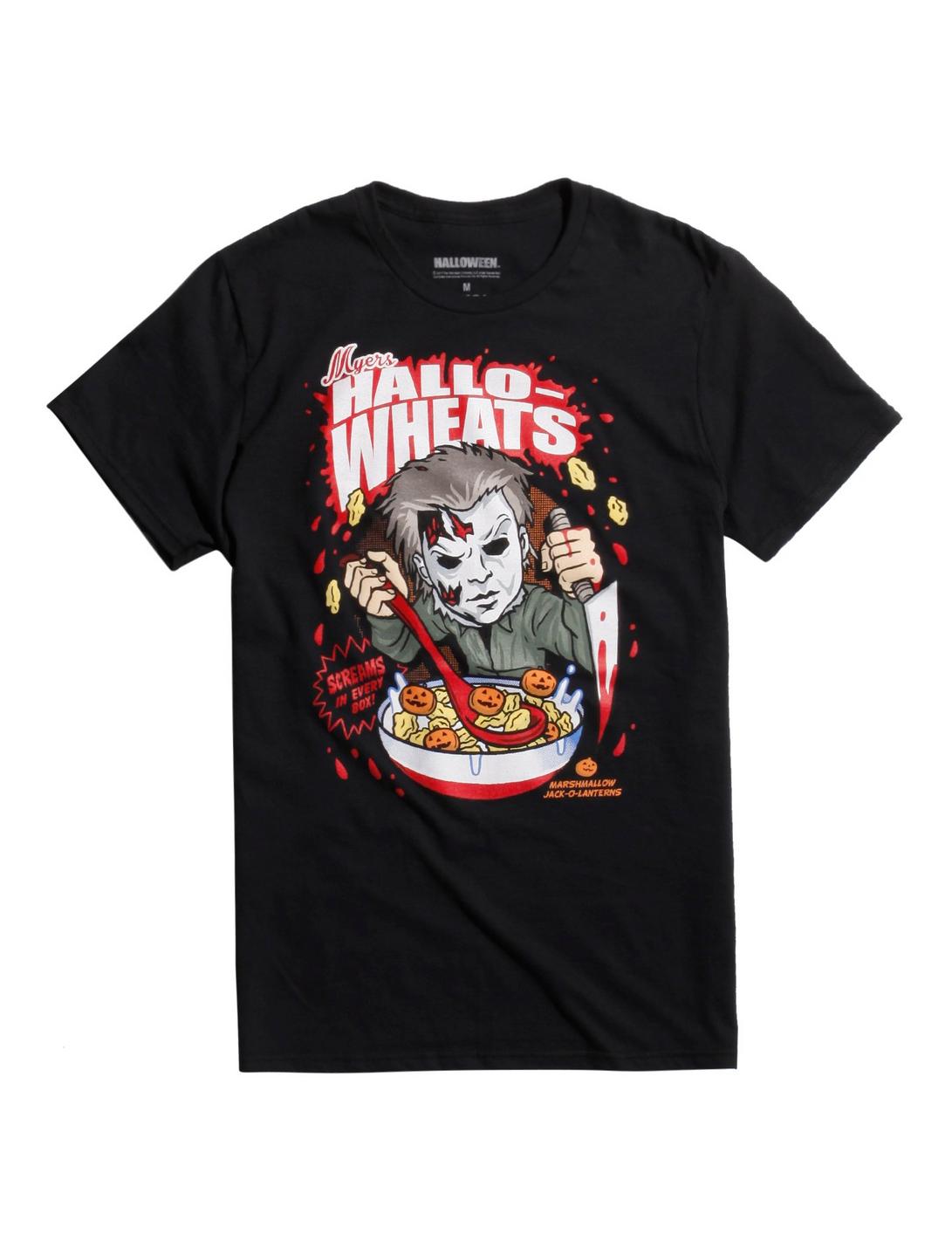 Halloween Myers Hallo-Wheats Cereal T-Shirt, BLACK, hi-res