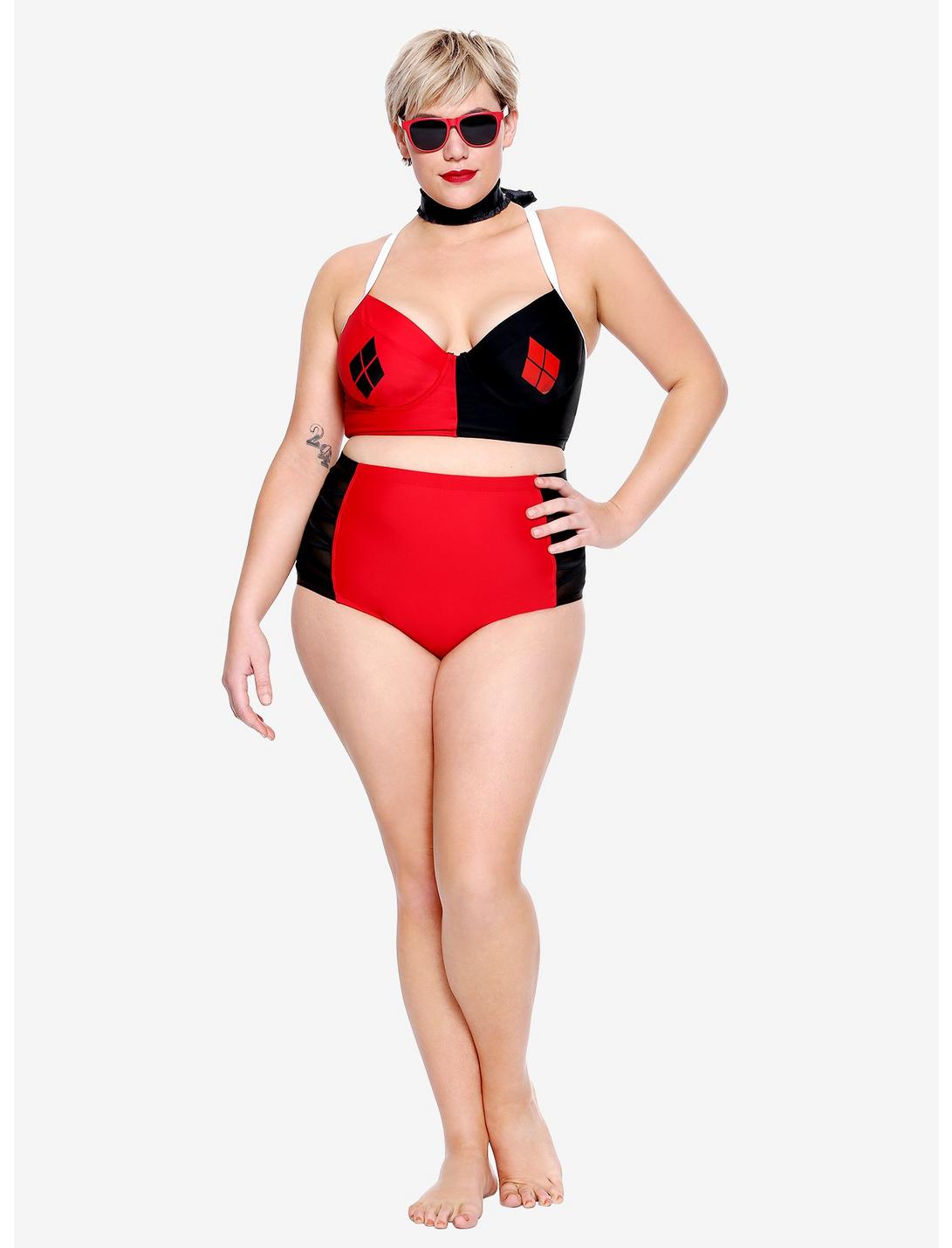 DC Comics Harley Quinn Swim Bottoms Plus Size, RED, hi-res