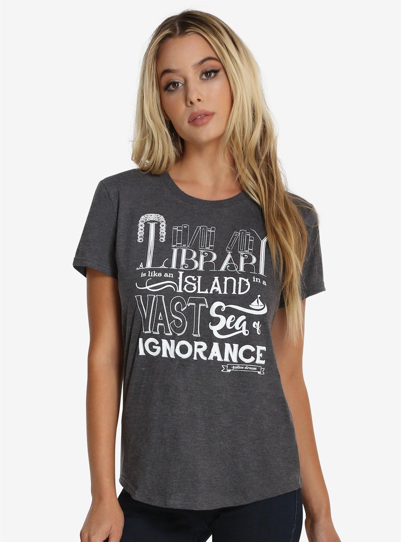 A Series Of Unfortunate Events Library Womens Tee - BoxLunch Exclusive, GREY, hi-res