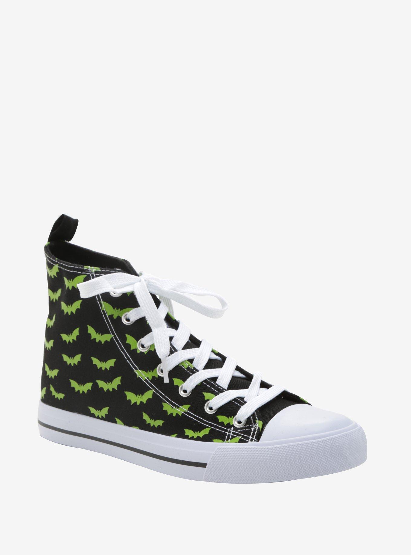 Black & Green Bat Print Hi-Top Sneakers, MULTI, hi-res