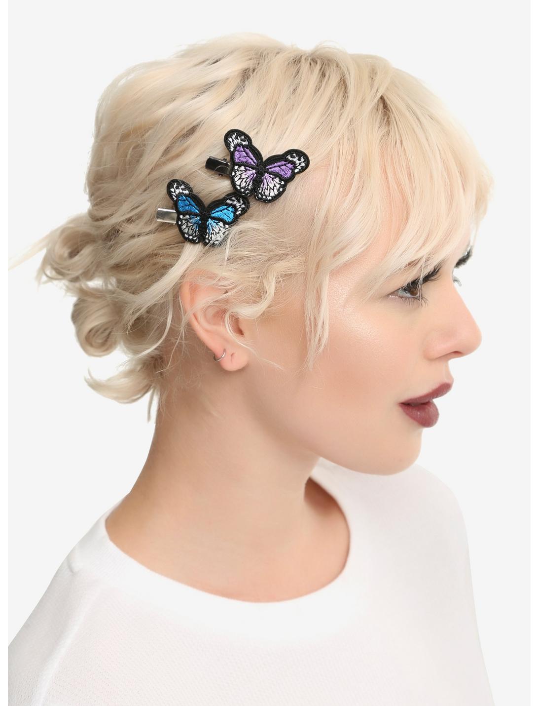 Blackheart Embroidered Butterfly Hair Clips, , hi-res