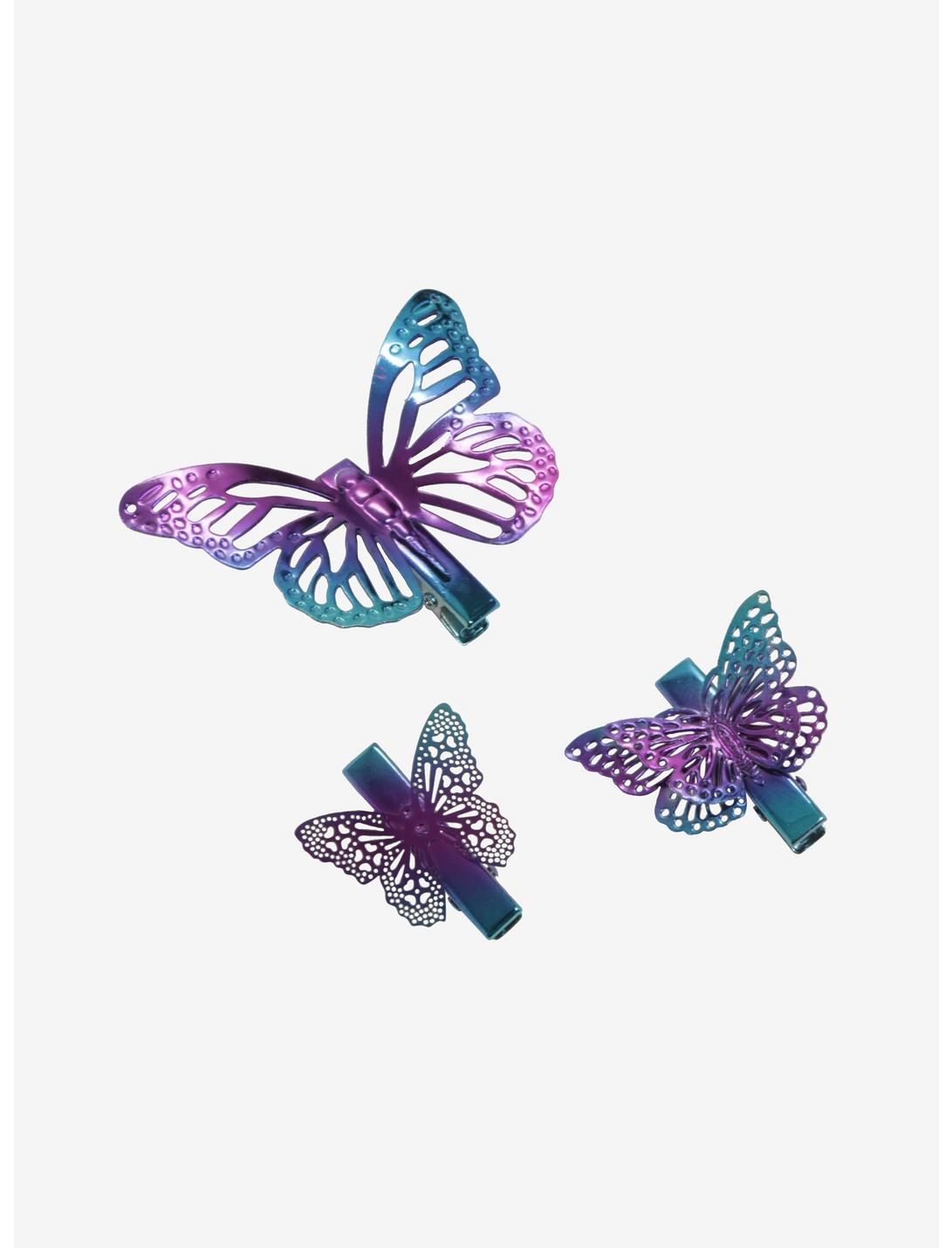 Blackheart Rainbow Anodized Butterfly Clips, , hi-res