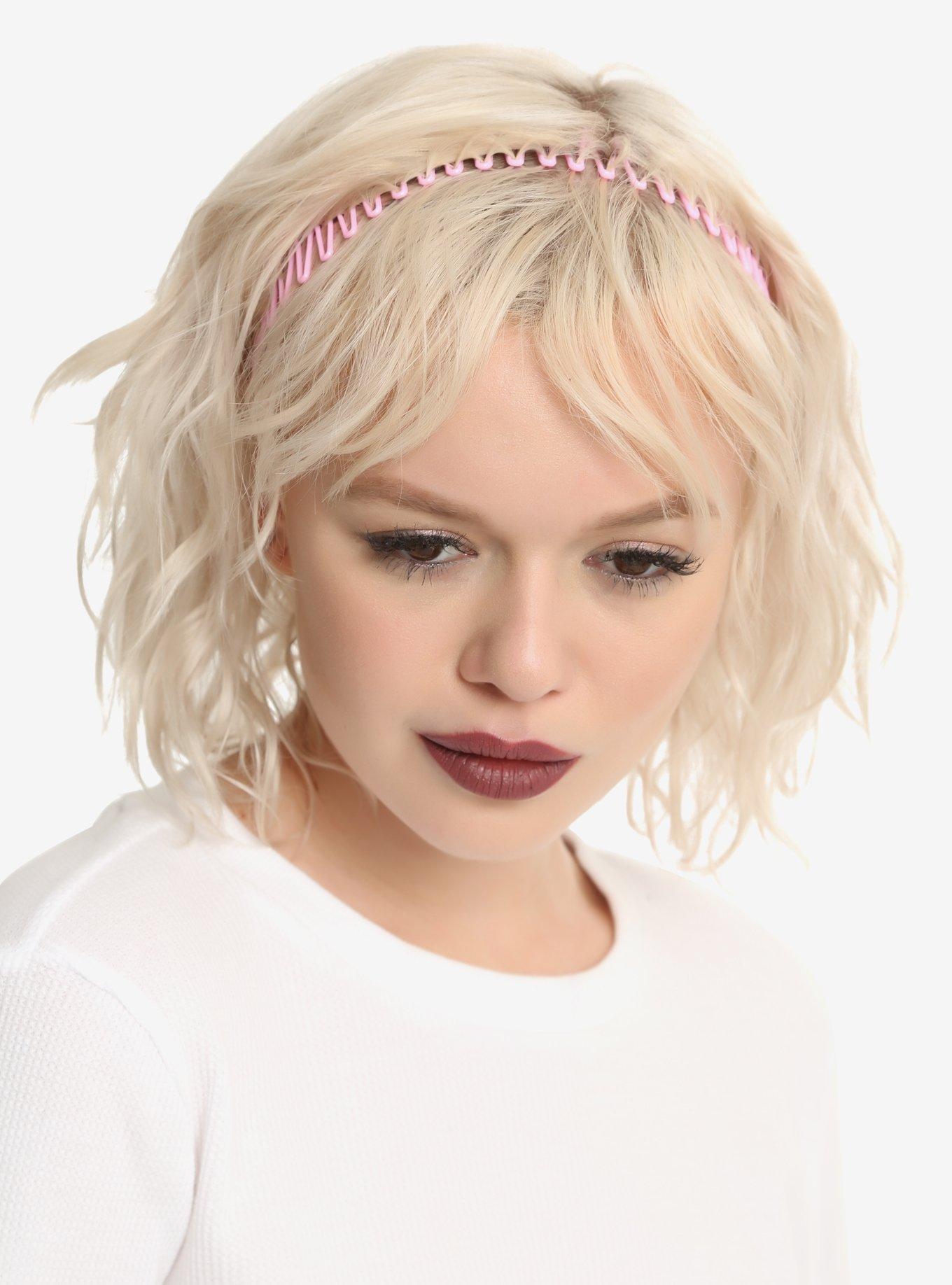 Blackheart Pink & Black Zigzag Headband Set, , hi-res