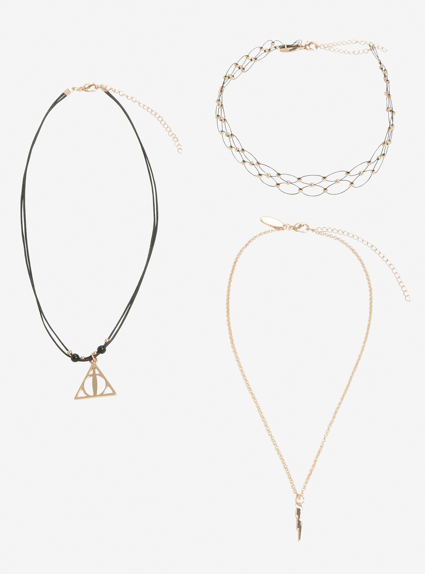Harry Potter Deathly Hallows Lightning Choker & Necklace Set Hot Topic