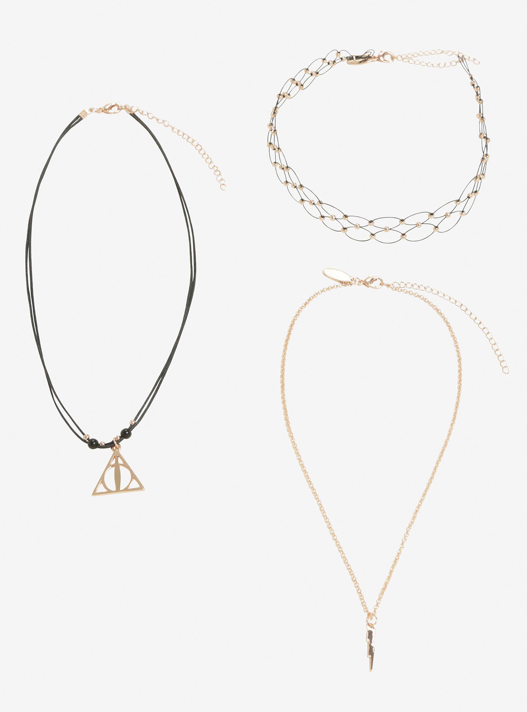 Harry Potter Deathly Hallows Lightning Choker & Necklace Set, , hi-res