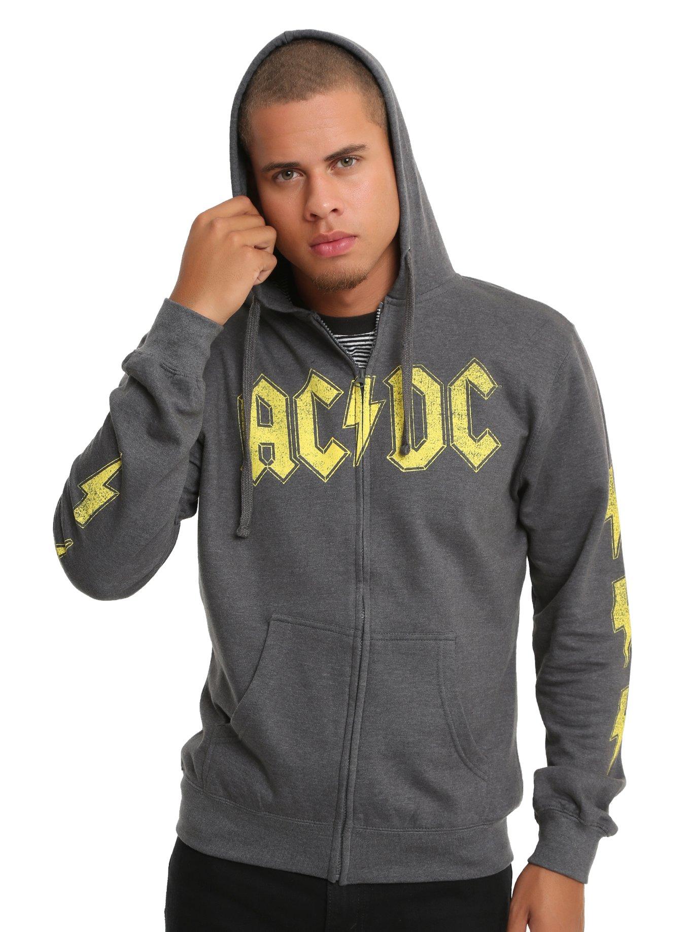 AC/DC Logo Lightning Hoodie, GREY, hi-res