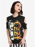 Ozzy Osbourne Slit Shoulder Girls T-Shirt, BLACK, hi-res