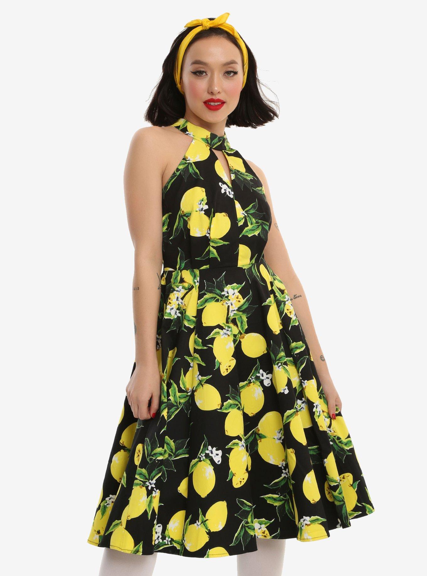 Black Lemon High Neck Swing Dress, BLACK, hi-res