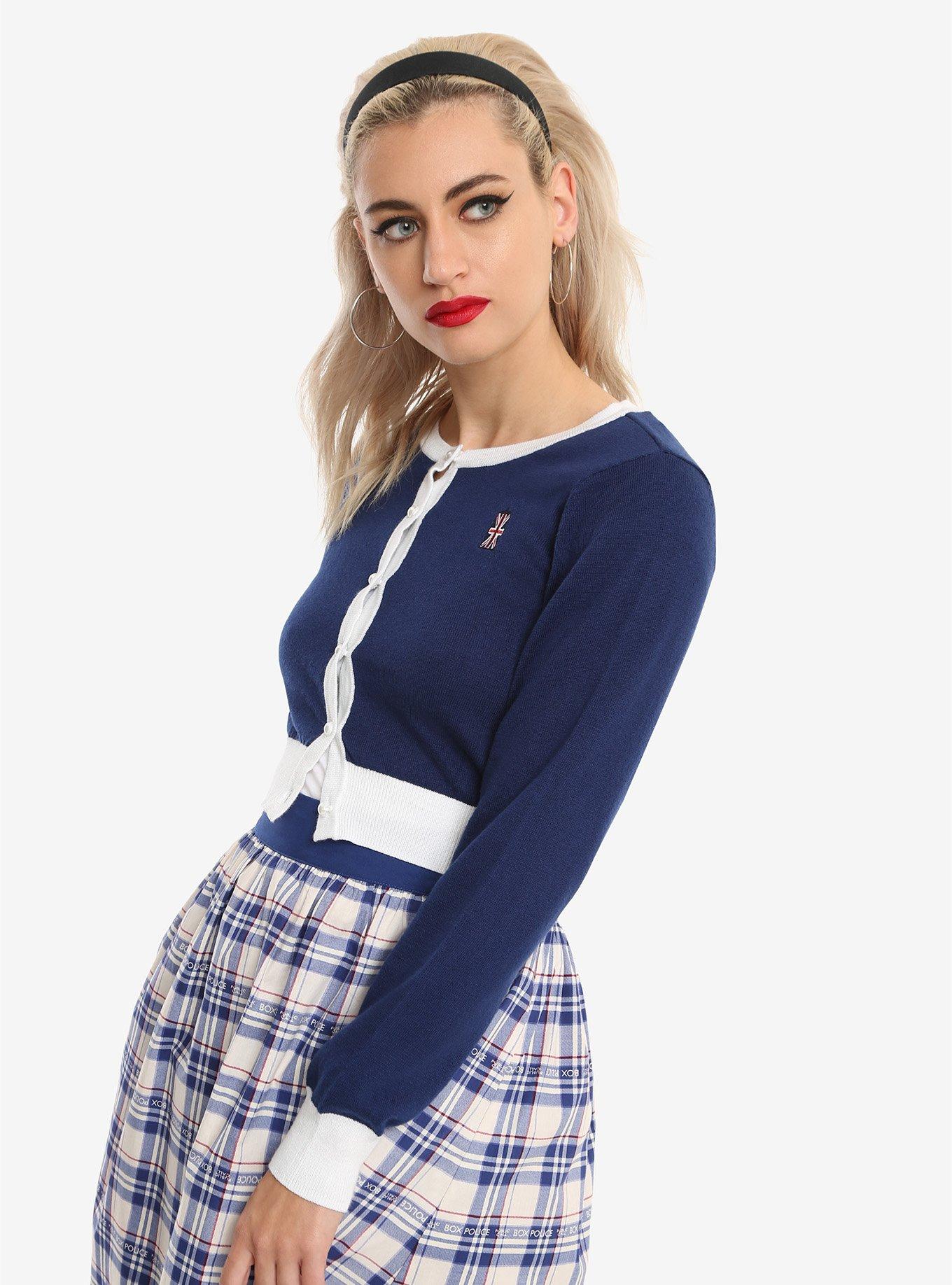 Her Universe Doctor Who Union Jack Girls Crop Cardigan, MULTI, hi-res