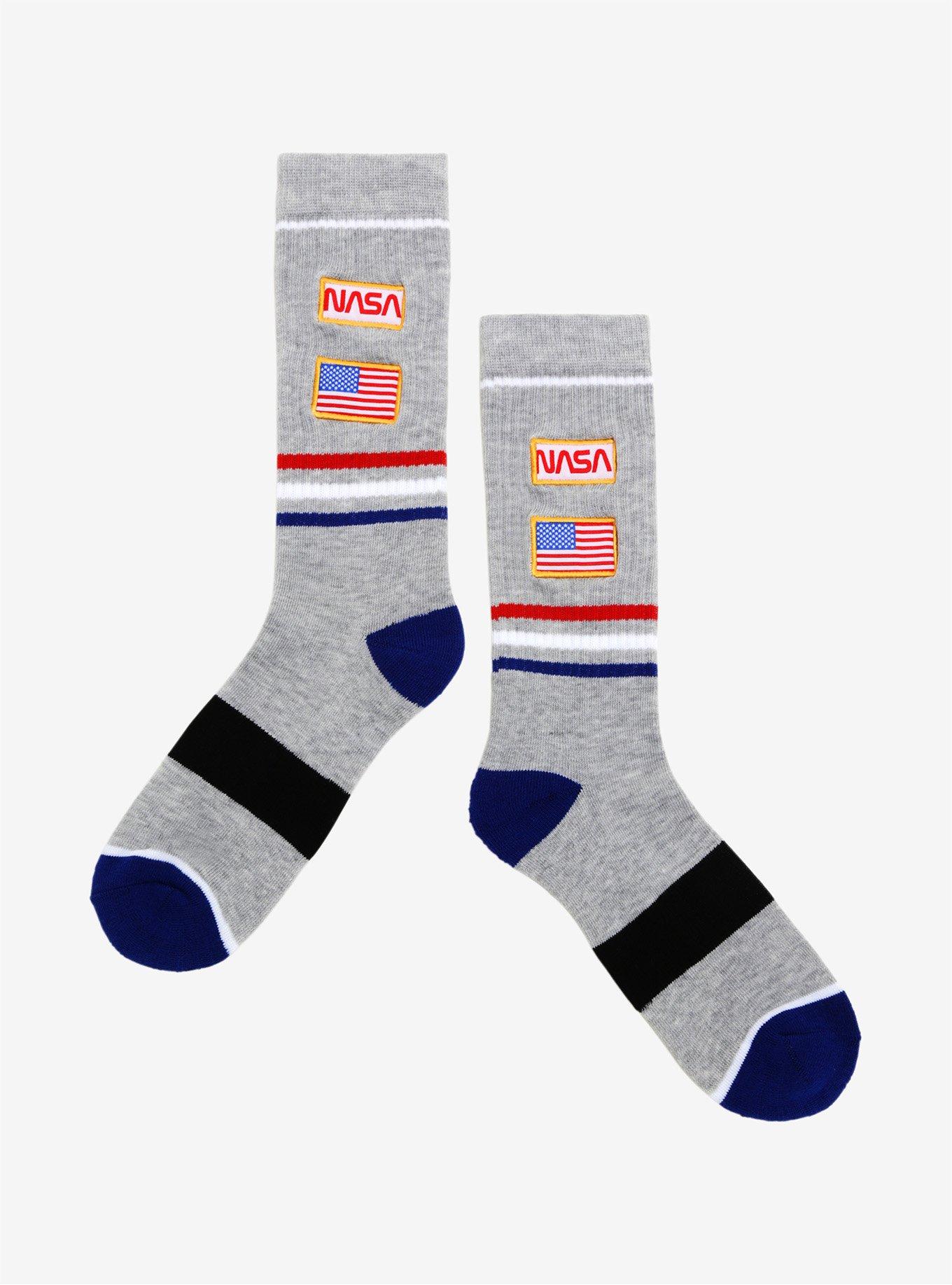 NASA Grey Patches Socks, , hi-res