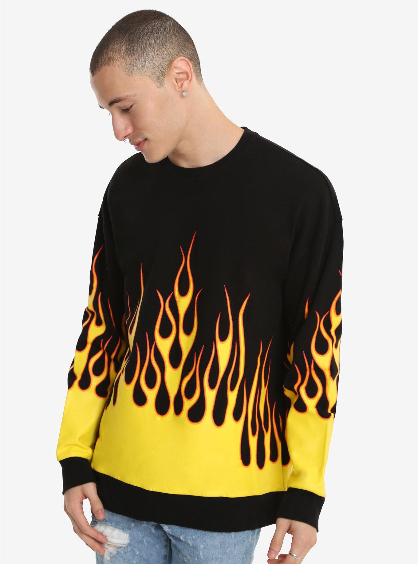 XXX RUDE Flames Sweatshirt, BLACK, hi-res