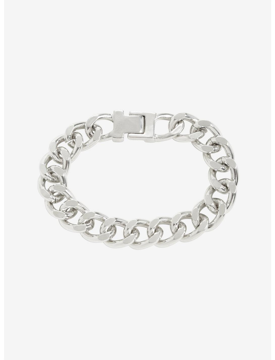 Silver Chain Link Guys Bracelet, , hi-res