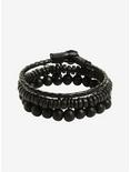 Black Beaded & Cord Guys Bracelet Set, , hi-res