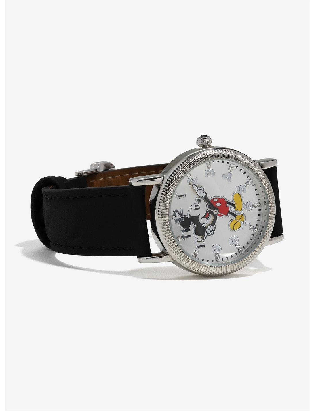 Disney Mickey Mouse Vintage Black Leather Watch - BoxLunch Exclusive, , hi-res