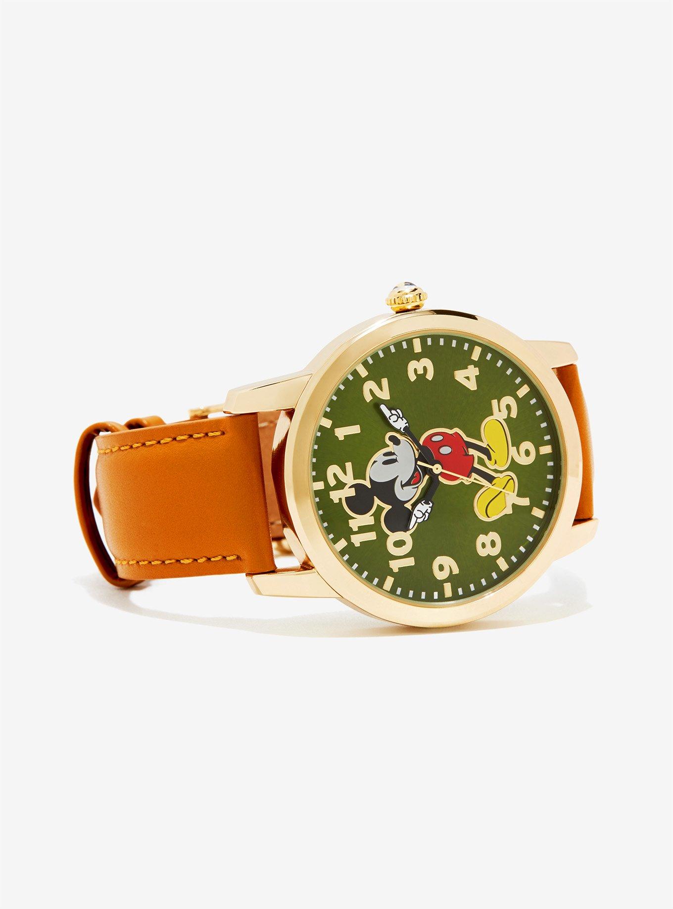 Disney Mickey Mouse Vintage Tan Leather Watch - BoxLunch Exclusive, , hi-res