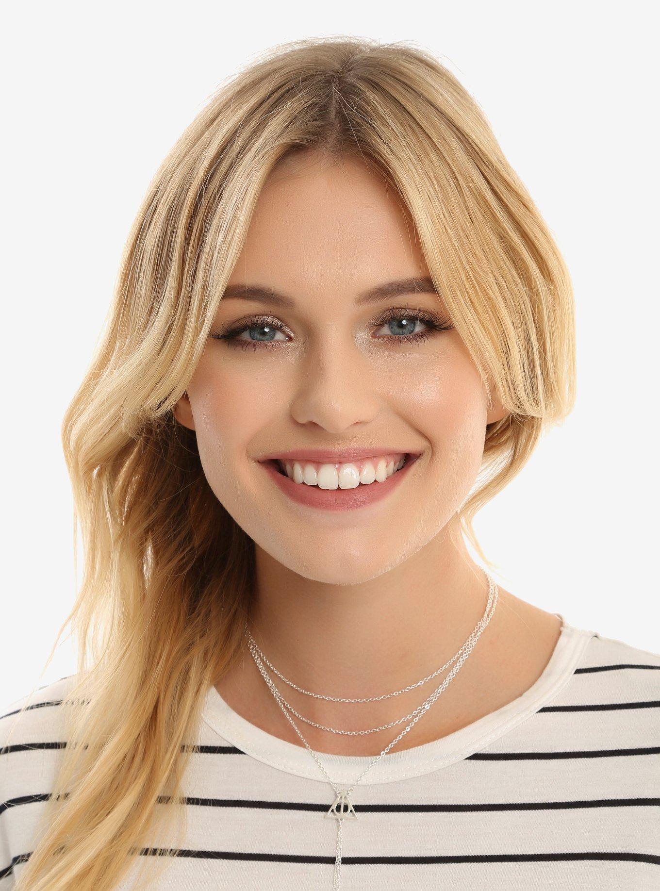 Harry Potter Deathly Hallows Layered Necklace - BoxLunch Exclusive, , hi-res