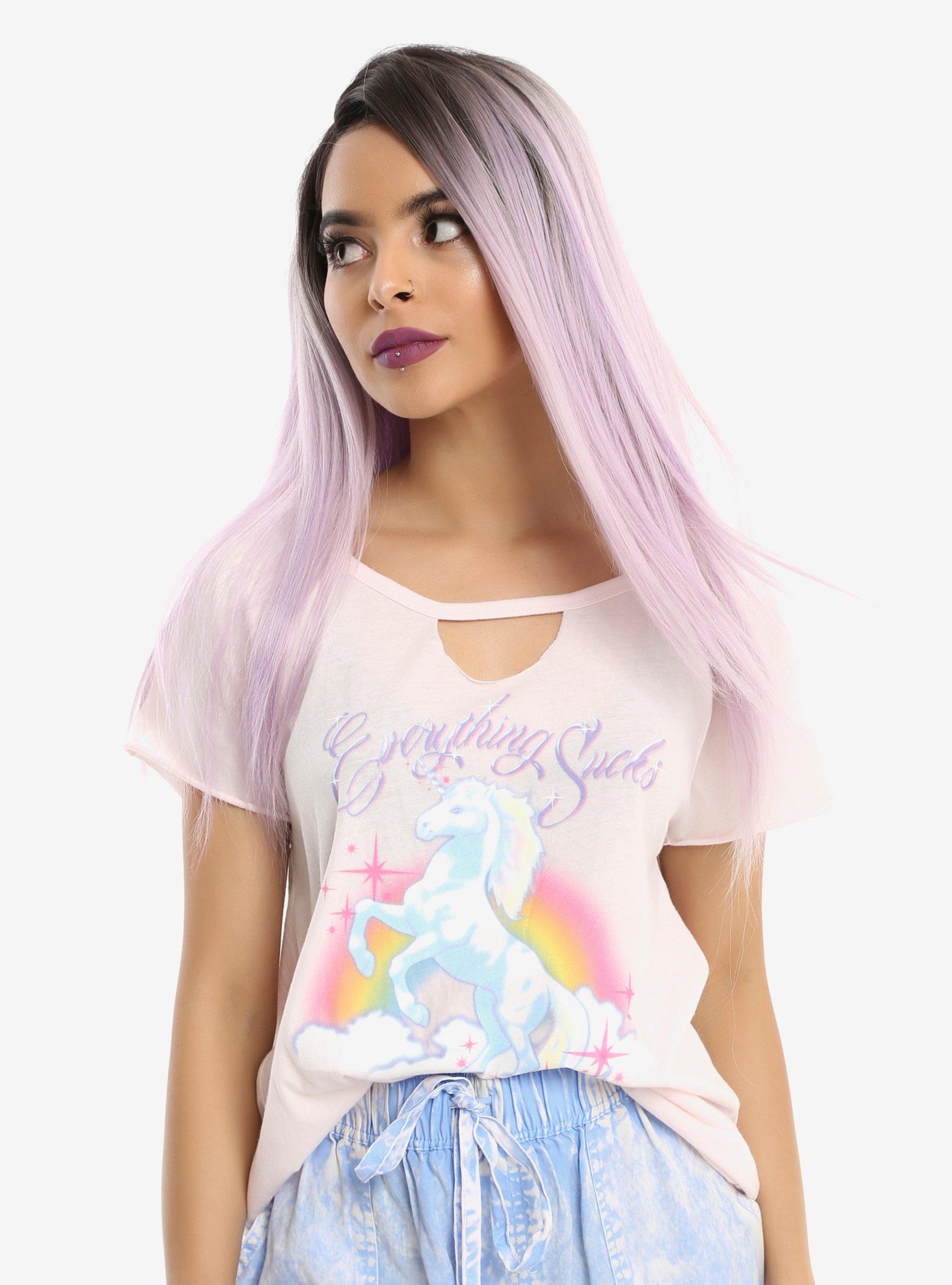 Unicorn Everything Sucks Girls Top, PINK, hi-res