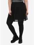 Black Fishnet Overlay Skirt Plus Size, BLACK, hi-res