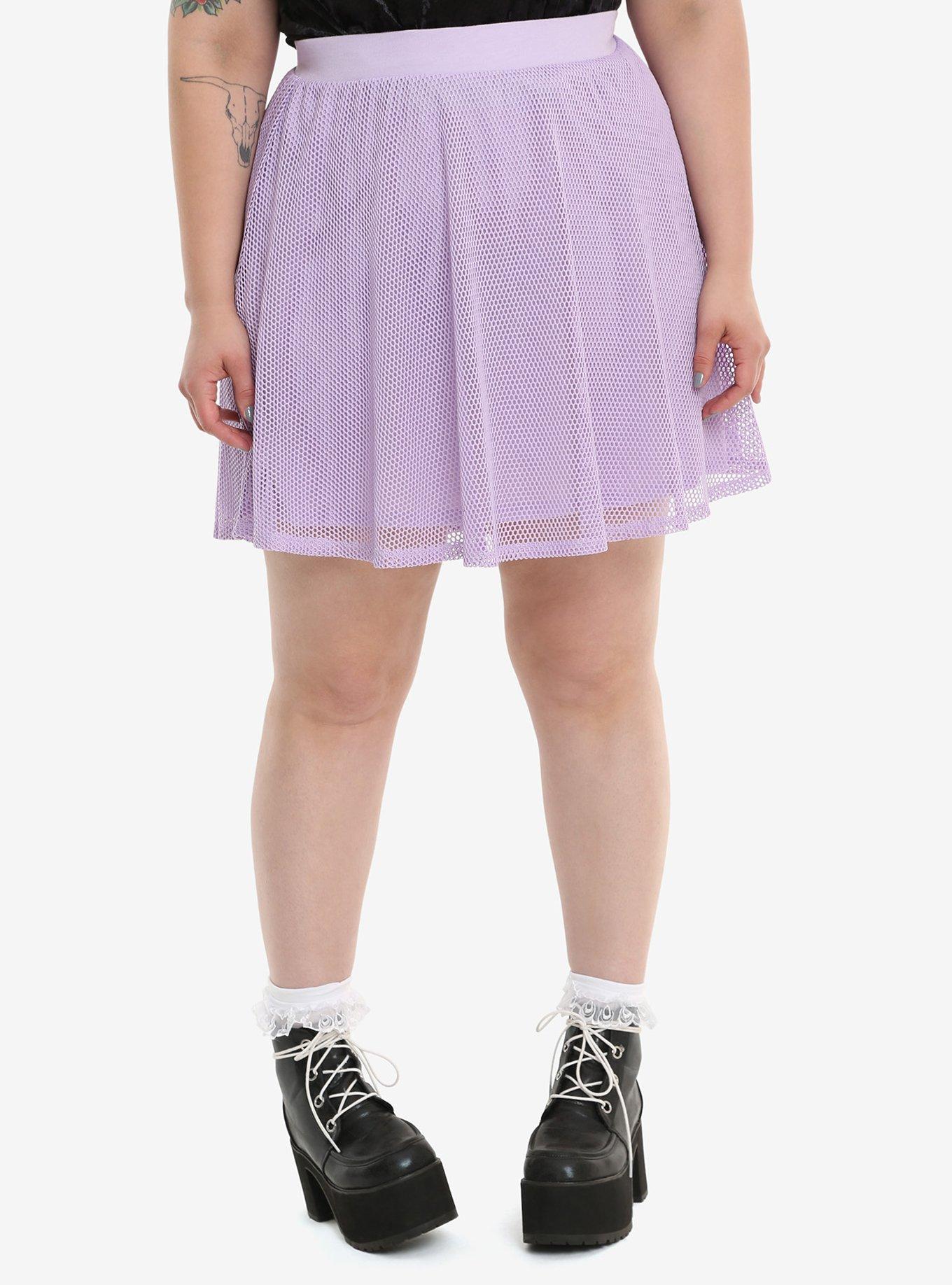 Lavender Fishnet Skirt Plus Size, PURPLE, hi-res