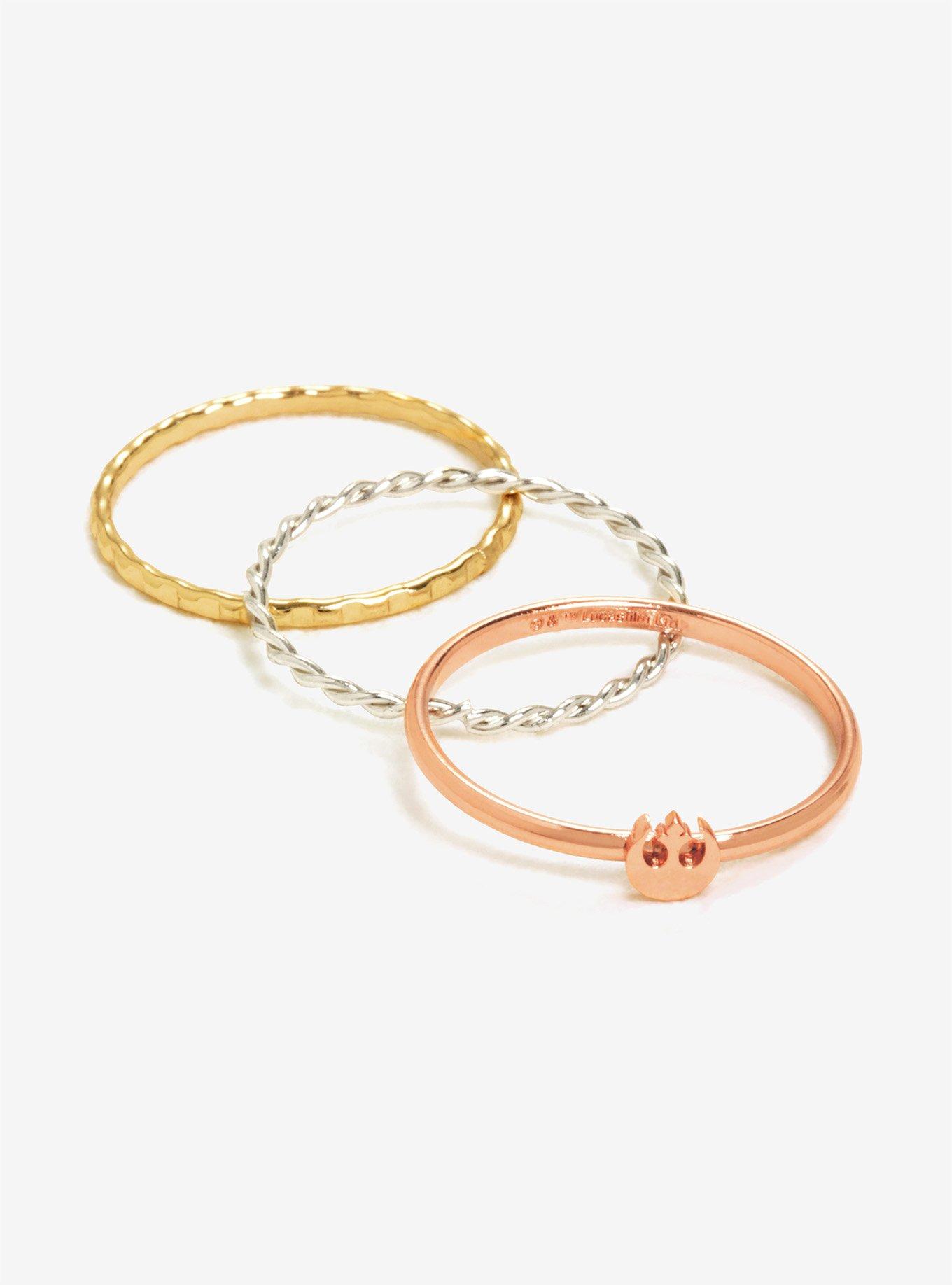 Star Wars Rebel Stacking Rings - BoxLunch Exclusive, GOLD, hi-res