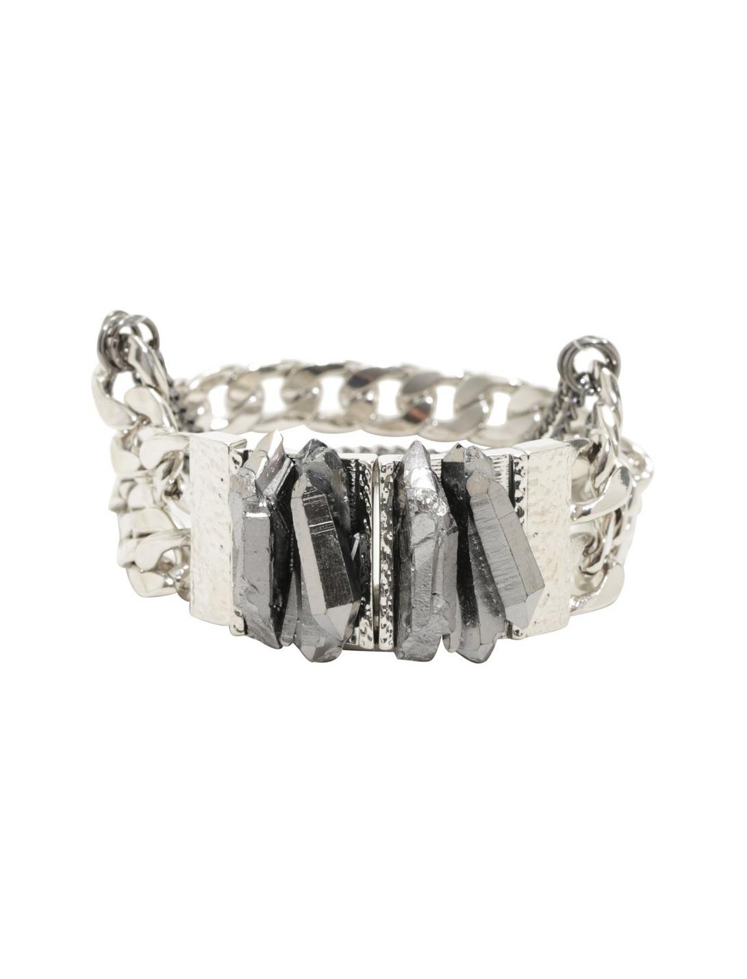 Blackheart Crystal Cluster Chain Bracelet, , hi-res