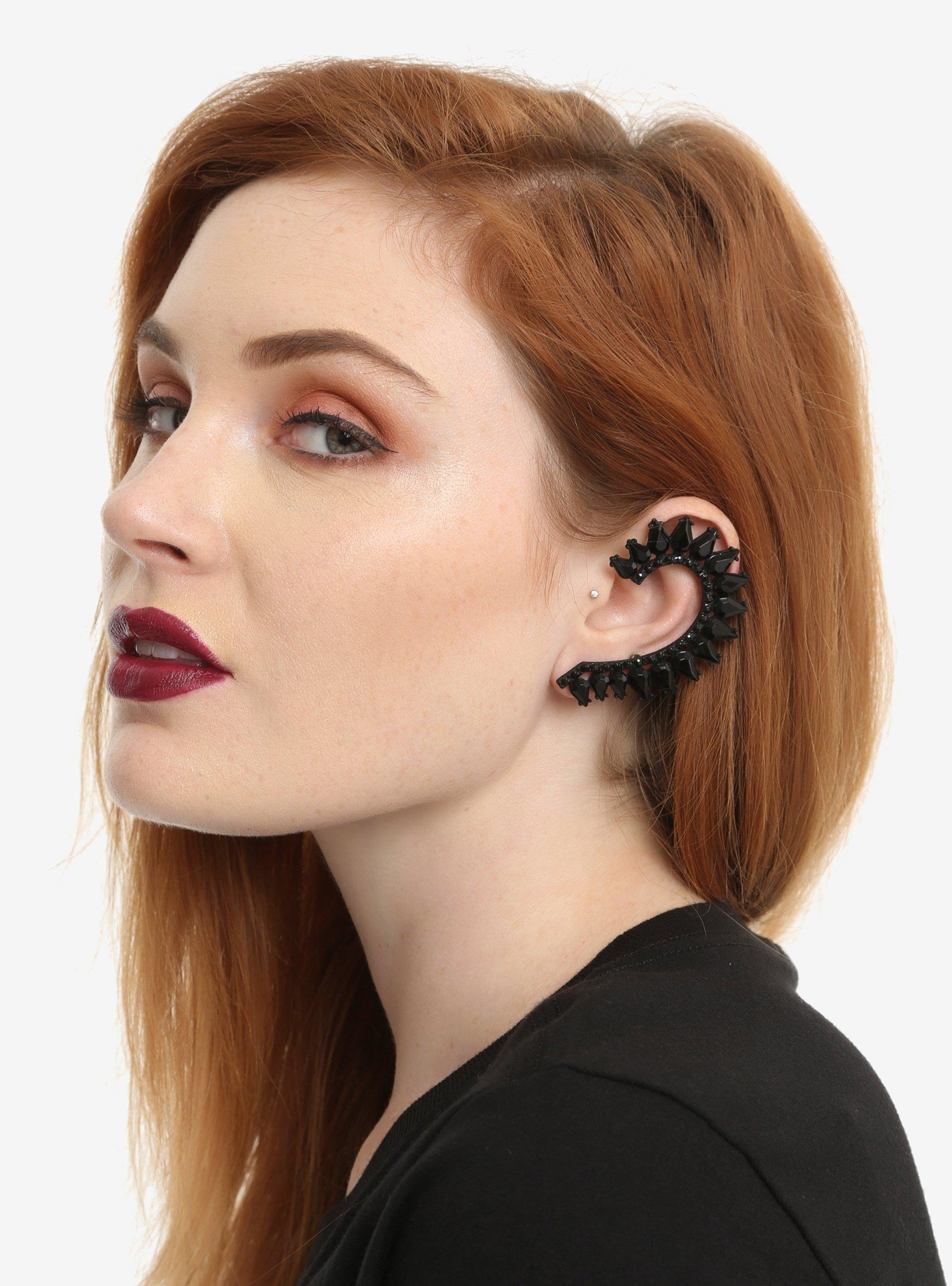 Blackheart Black Gem Ear Cuff, , hi-res