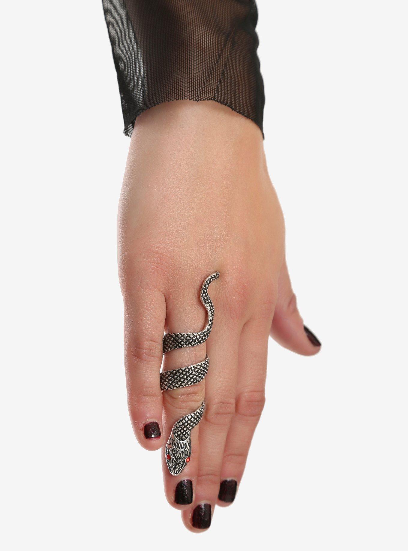 Silver Snake Full Finger Ring, , hi-res