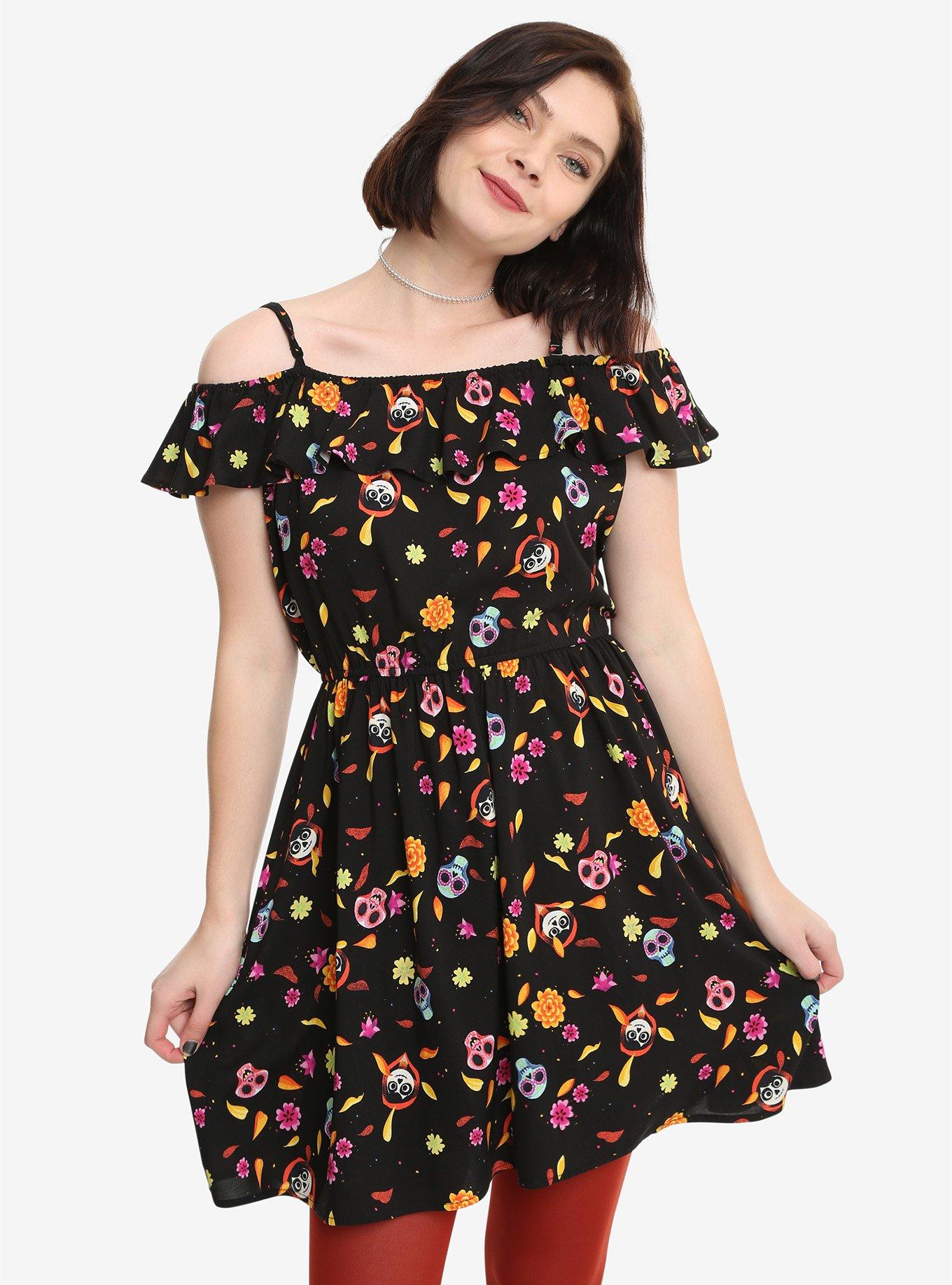 Disney Pixar Coco Floral Off-The-Shoulder Dress