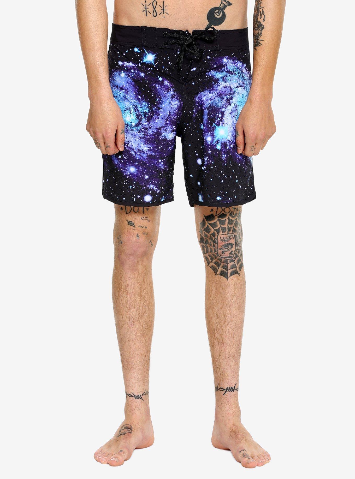 Galaxy Print Swim Trunks, GALAXY, hi-res