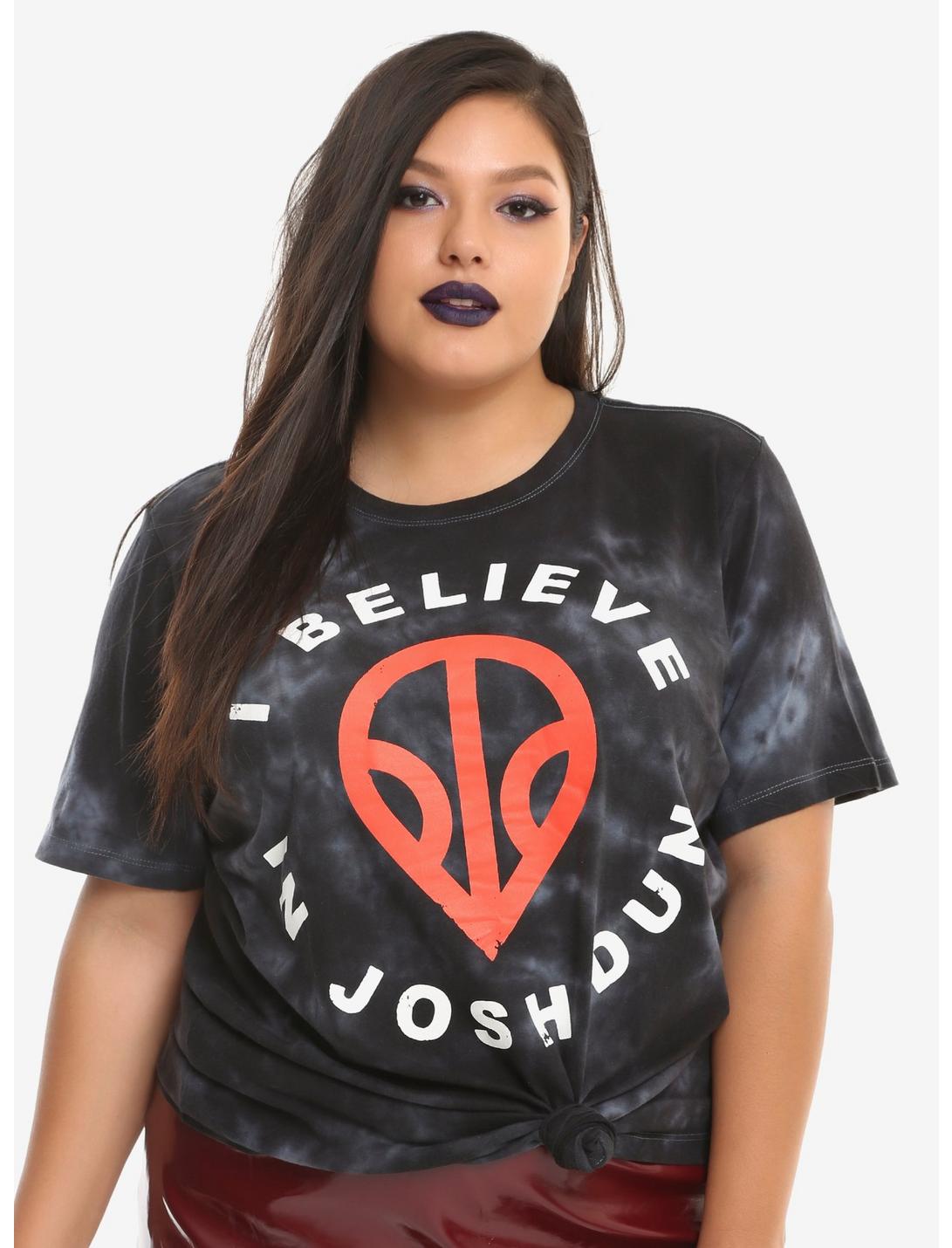 Twenty One Pilots I Believe In Josh Dun Tie-Dye Girls T-Shirt Plus Size, BLACK, hi-res