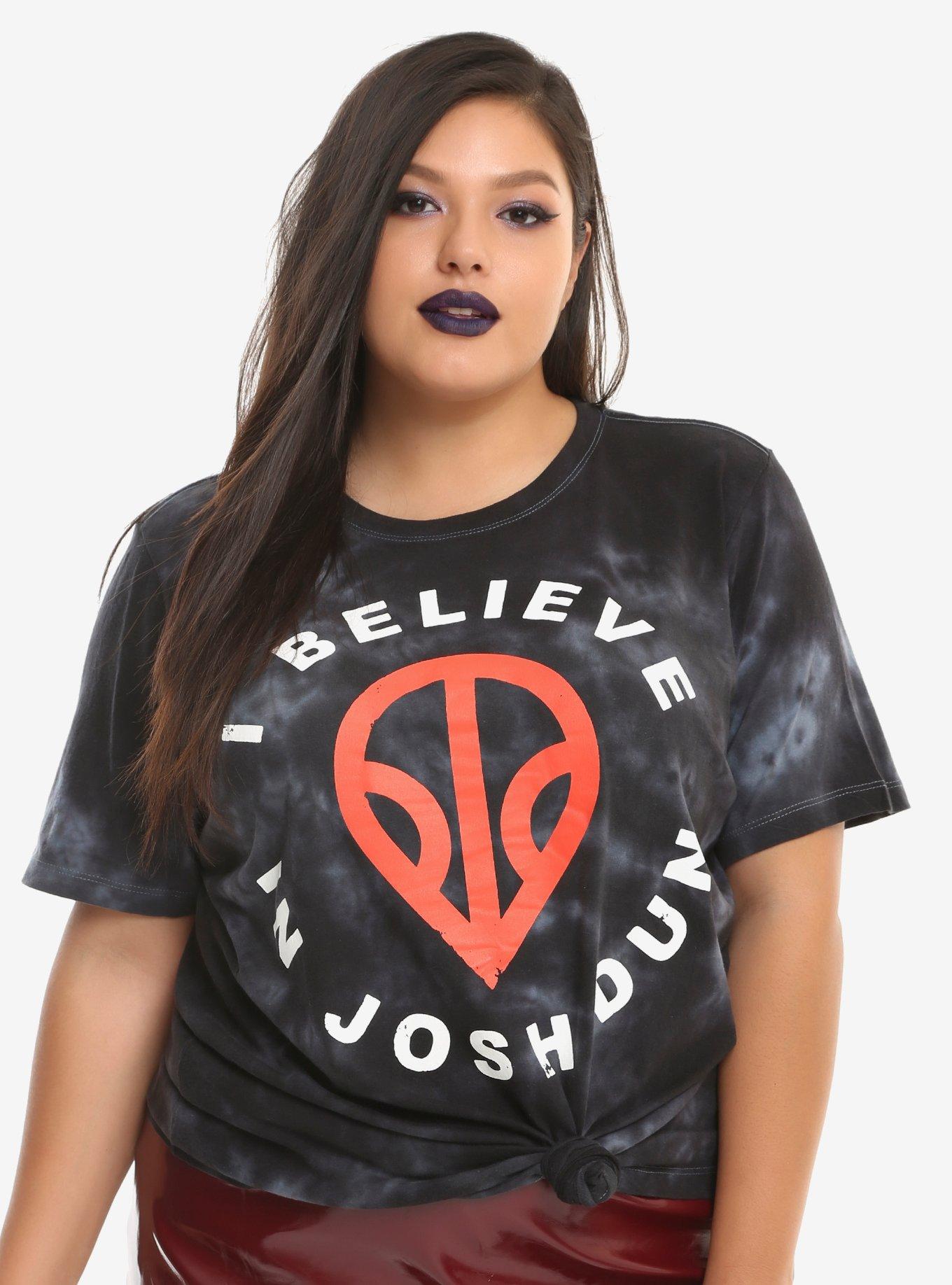 Twenty One Pilots I Believe In Josh Dun Tie-Dye Girls T-Shirt Plus Size, BLACK, hi-res