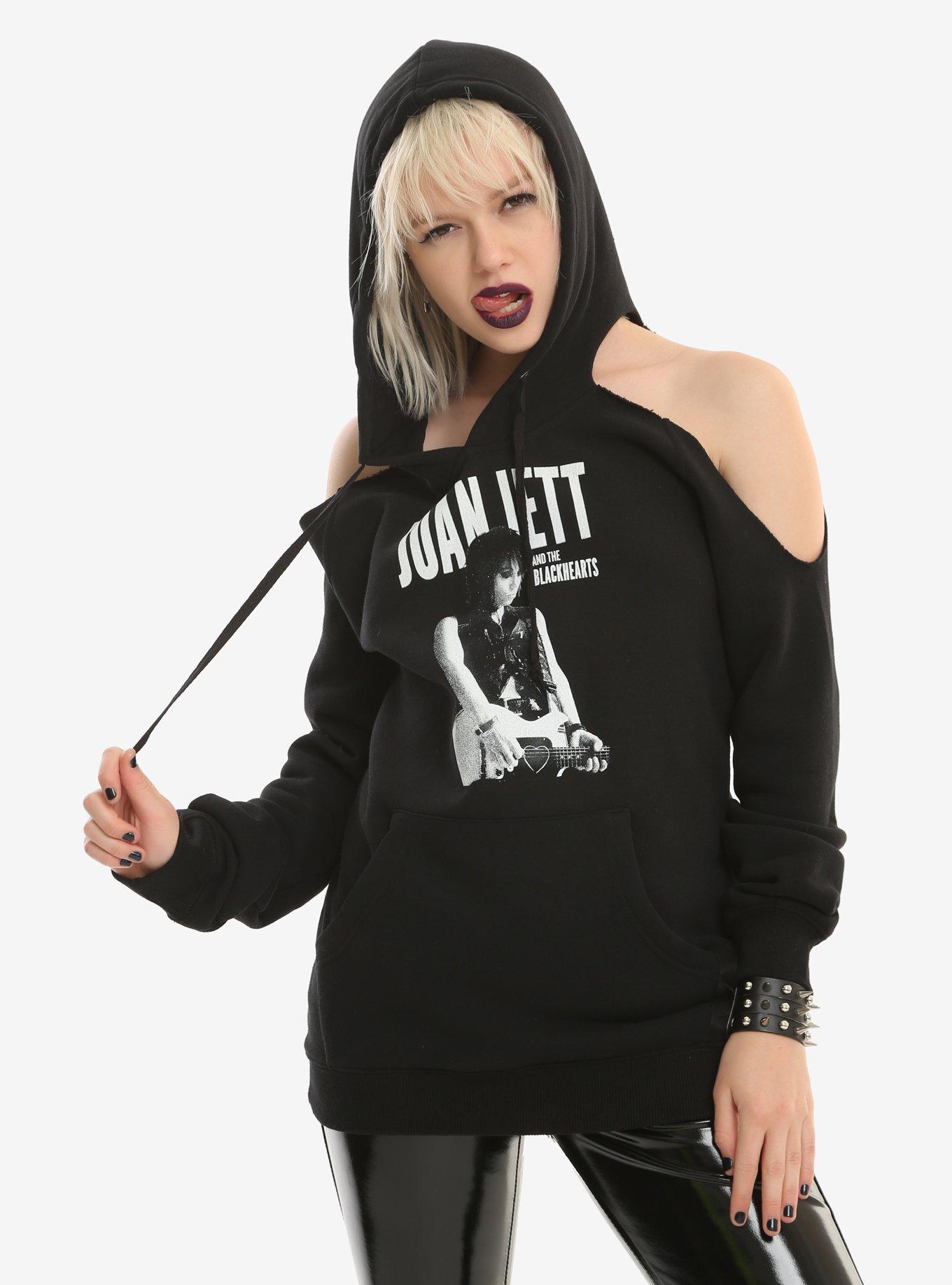 Joan Jett & The Blackhearts Cold Shoulder Girls Hoodie, BLACK, hi-res