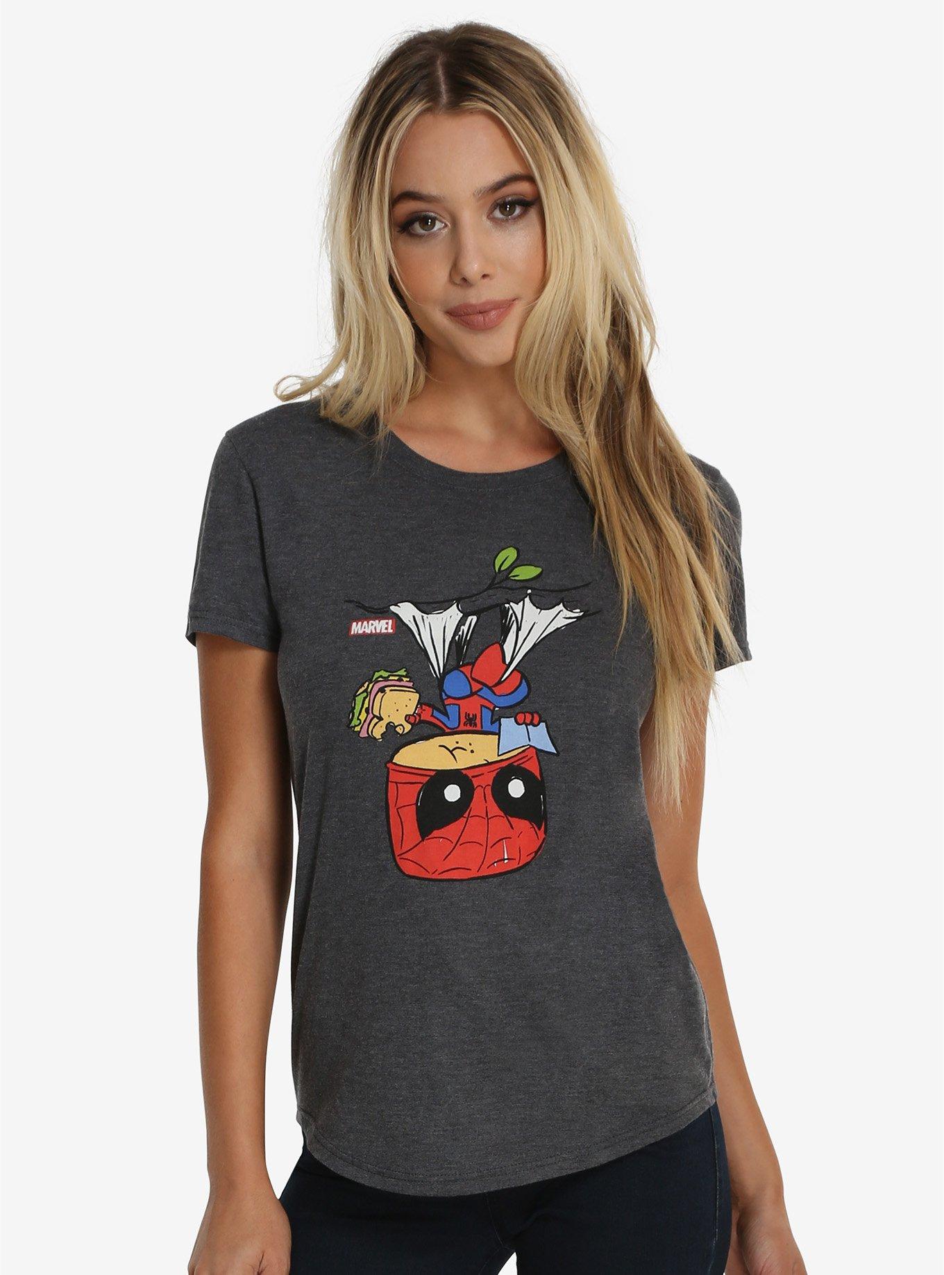 Funko Pop! Marvel Spider-Man Upside Down Womens Tee, GREY, hi-res