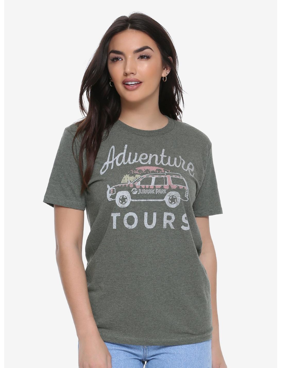 Jurassic Park Adventure Tours Womens Tee - BoxLunch Exclusive, OLIVE, hi-res
