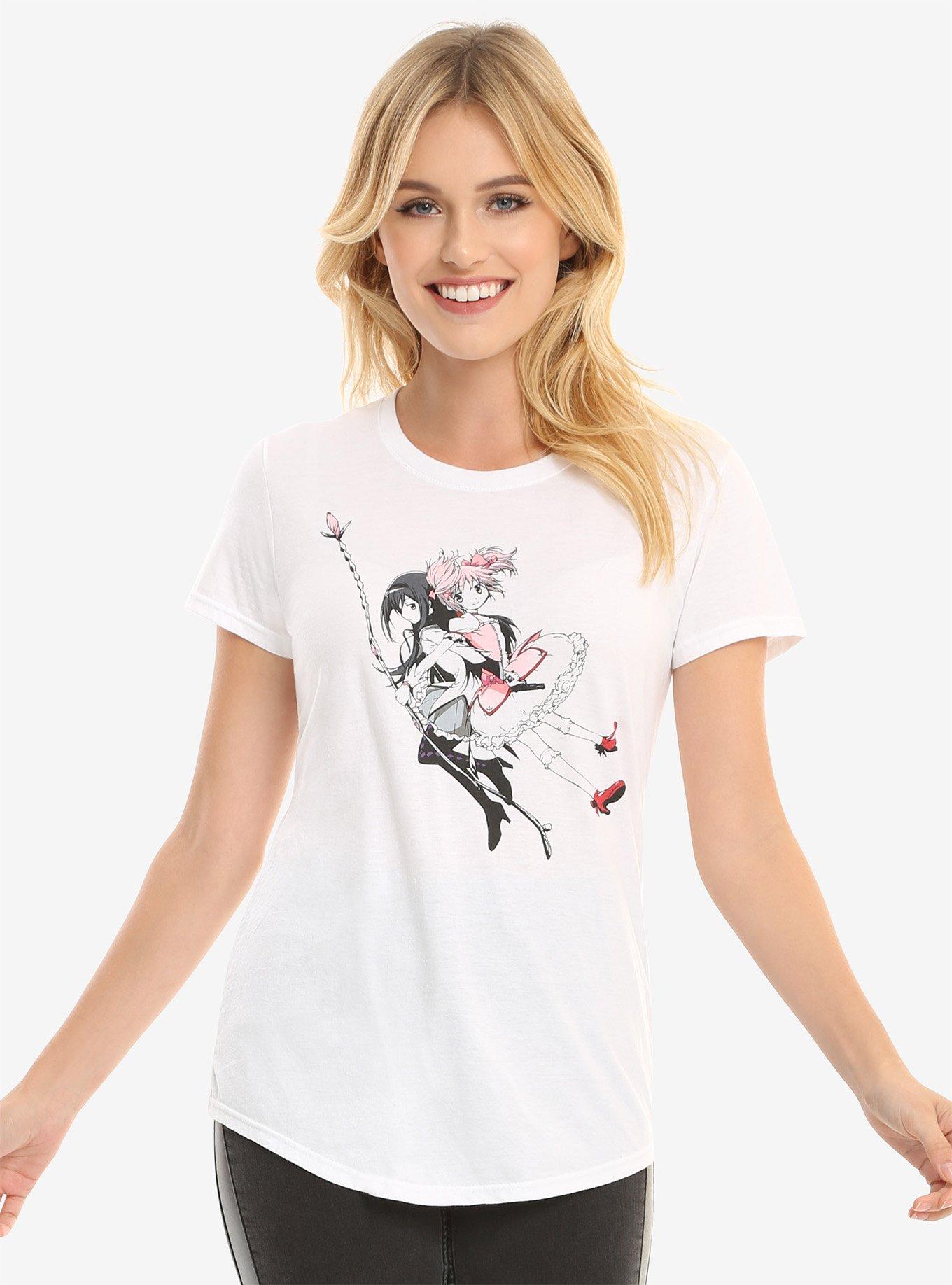 Puella Magi Madoka Magica Madoka And Homura Womens Tee, WHITE, hi-res