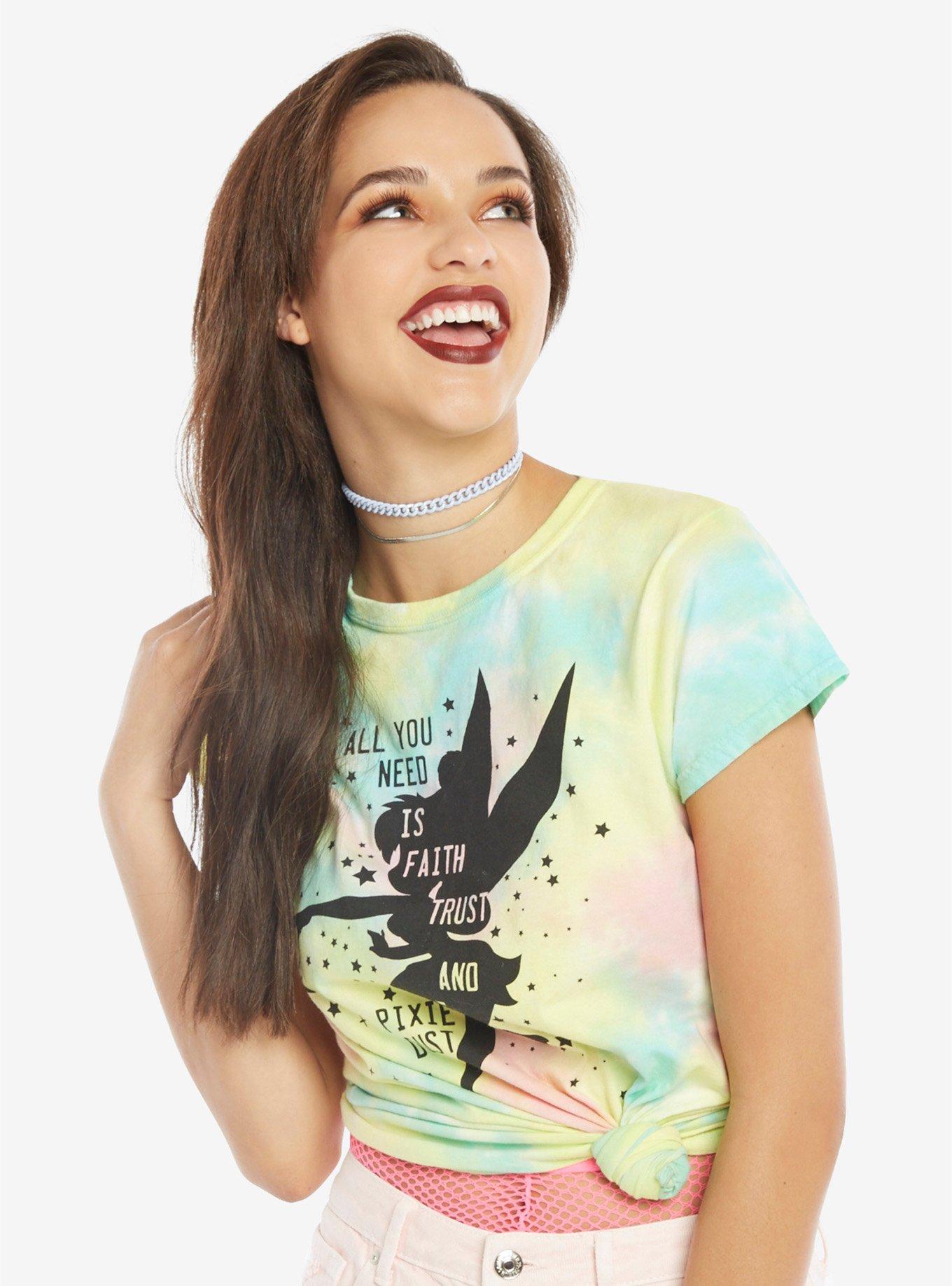 Disney Peter Pan Tinker Bell Faith Trust Pixie Dust Tie Dye Girls T-Shirt, TIE DYE, hi-res