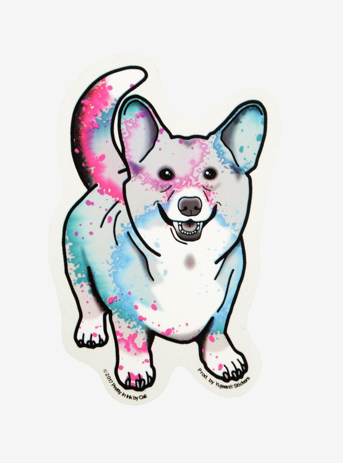 Corgi Rainbow Sticker, , hi-res