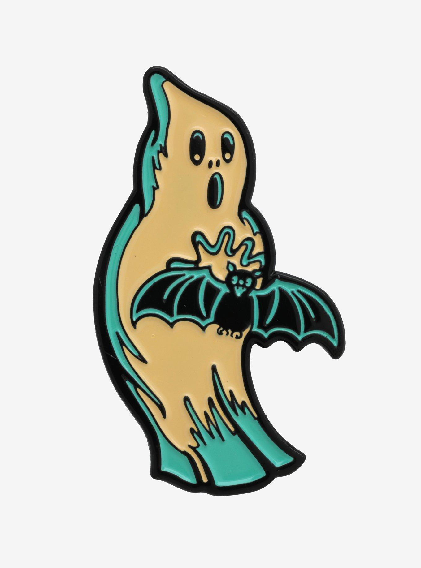 Creepy Co. Beistle Batty Ghost Enamel Pin, , hi-res