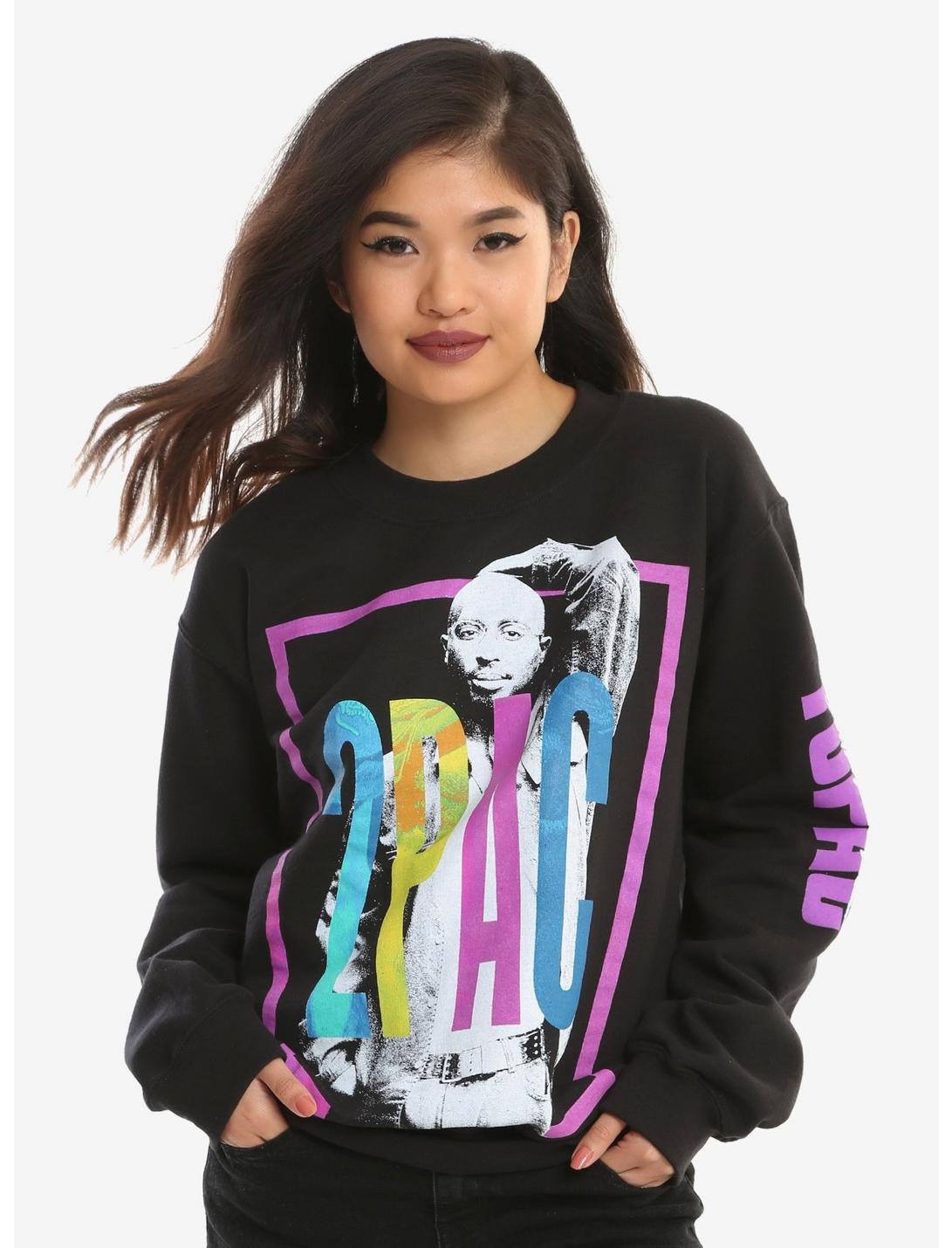 Tupac Color Logo Girls Sweatshirt, BLACK, hi-res