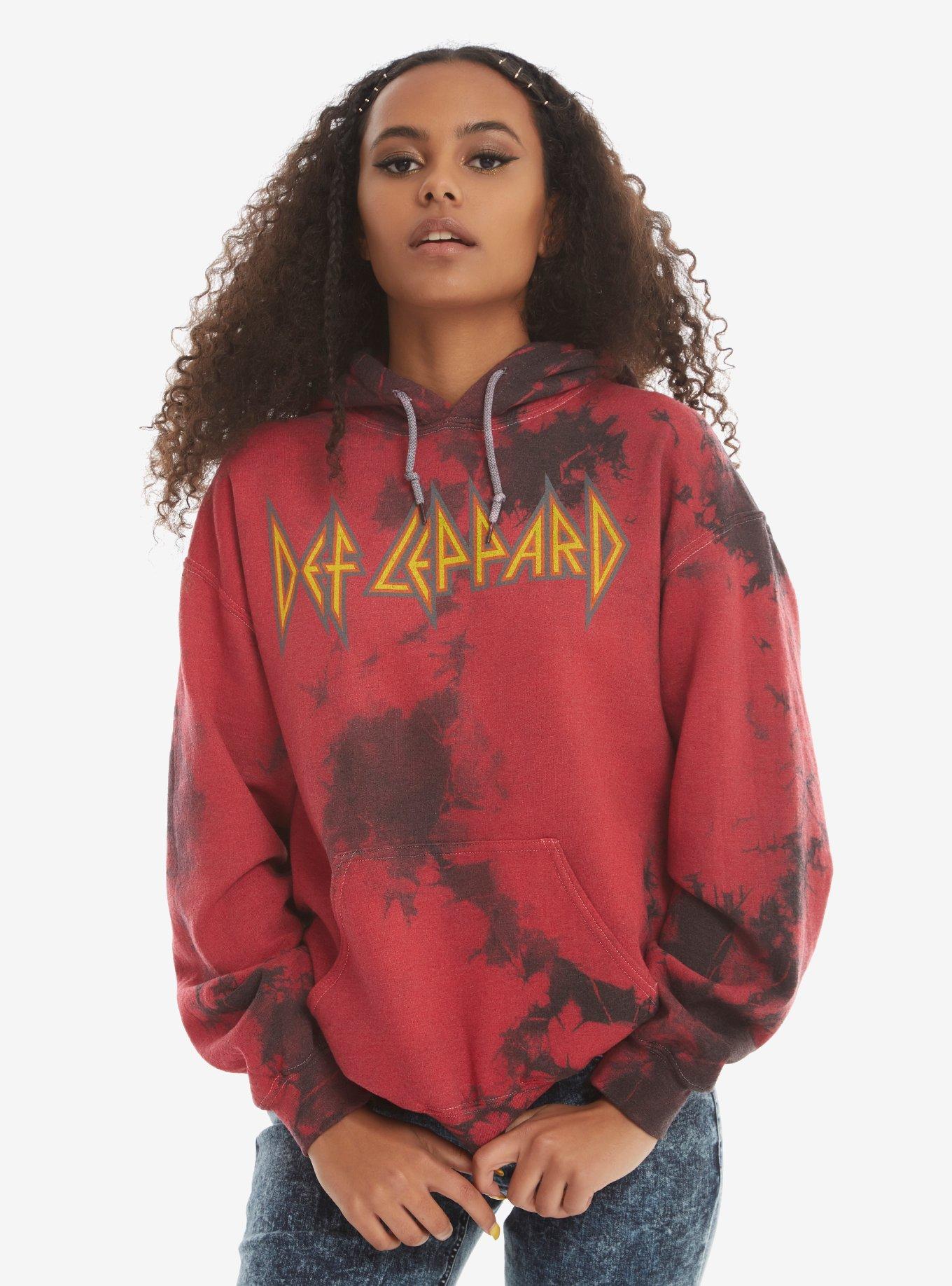 Def Leppard Logo Tie Dye Girls Hoodie, RED, hi-res