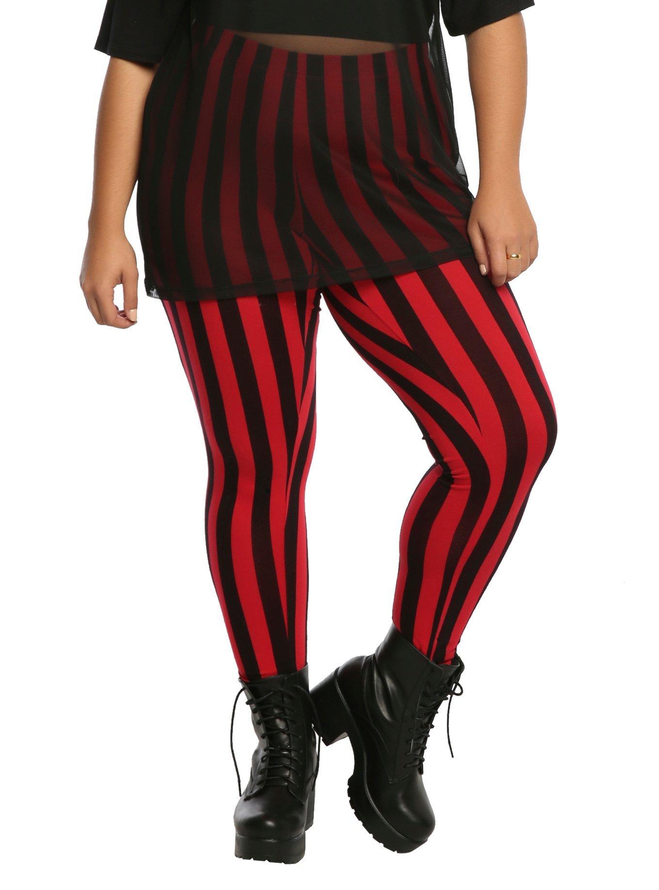 Black red hotsell striped leggings