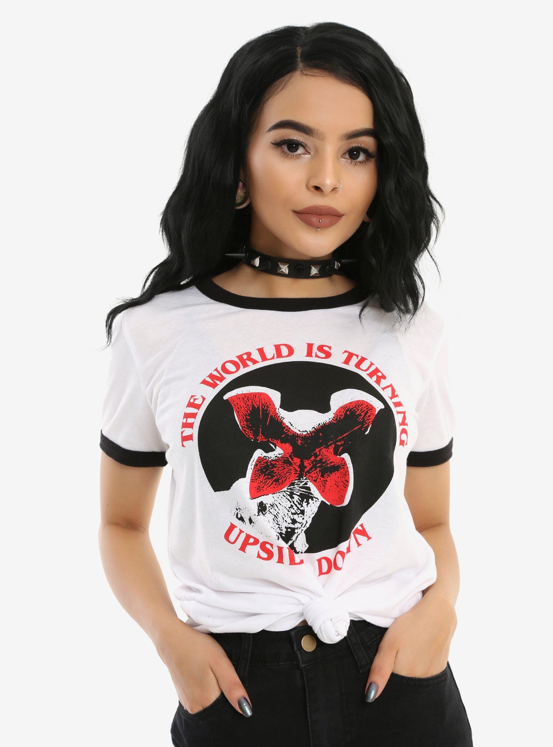Stranger Things Upside Down Girls Ringer T-Shirt, WHITE, hi-res