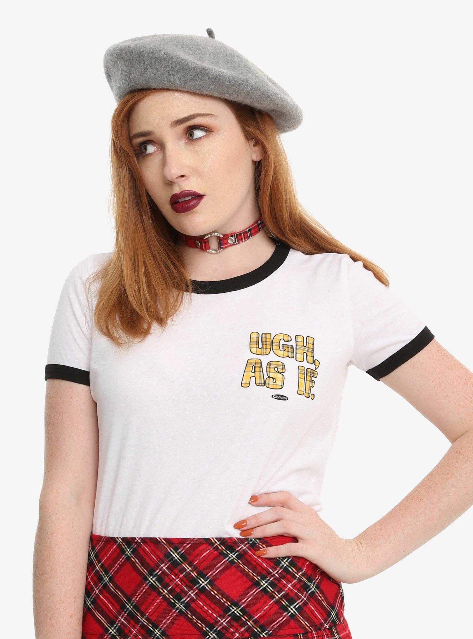 Clueless As If Girls Ringer T-Shirt, WHITE, hi-res